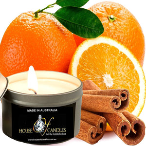 Cinnamon & Sweet Orange Scented Eco Soy Tin Candles