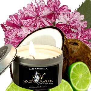 Coconut Lime Verbena Scented Eco Soy Tin Candles