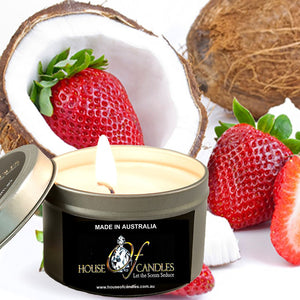 Coconut & Strawberry Scented Eco Soy Tin Candles