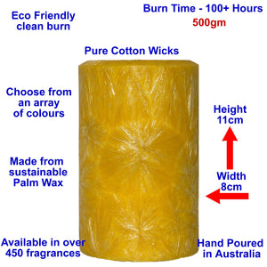 Amber & Sandalwood Scented Palm Wax Pillar Candle Hand Poured