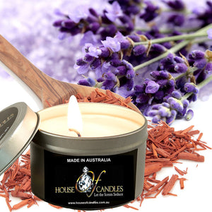 Lavender & Sandalwood Scented Eco Soy Tin Candles