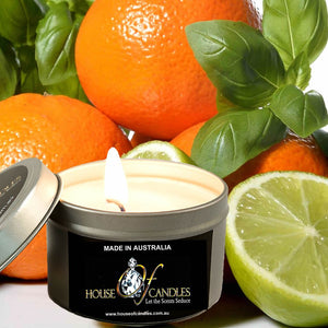 Lime Basil Mandarin Scented Eco Soy Tin Candles
