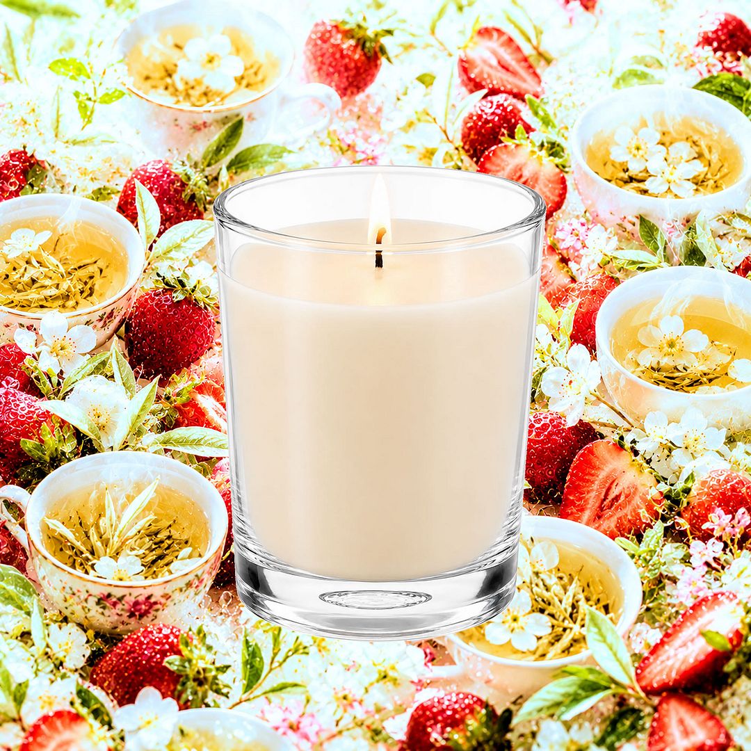 White Tea & Strawberries Scented Votive Candles eco soy plant based – vegan, cruelty-free featuring juicy strawberries and sweet white tea, handmade in Australia.