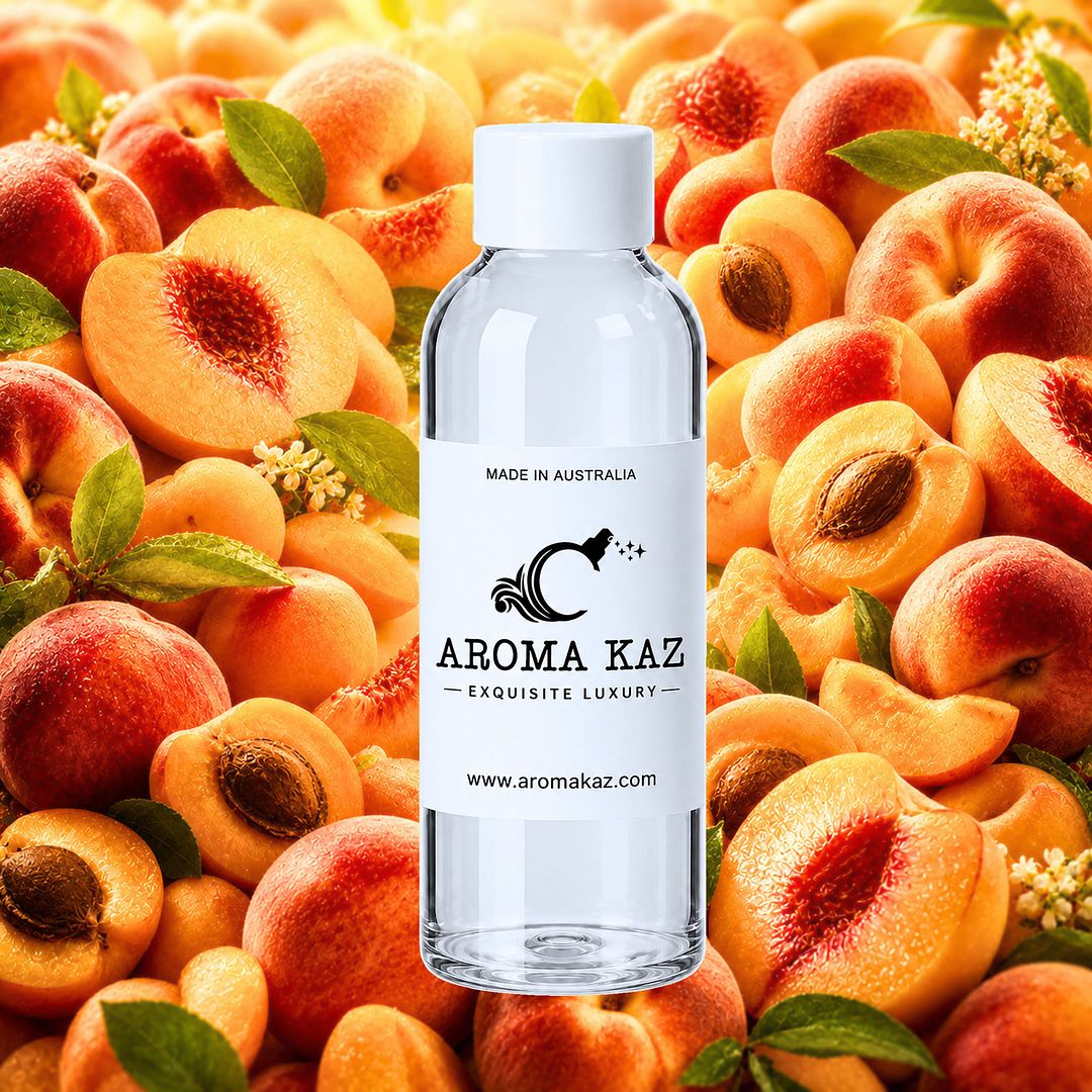 Apricot Peaches fragrance oil for candle making, soap making and perfume blending – vegan, cruelty-free featuring sweet apricot and peach notes, handmade in Australia.