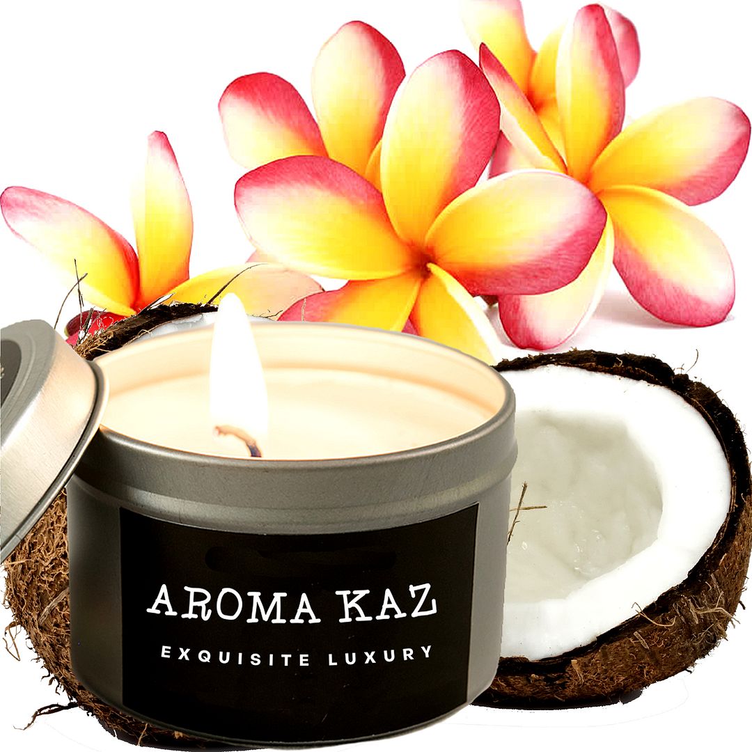 Coconut Frangipani Scented Eco Soy Tin Candles Hand Poured