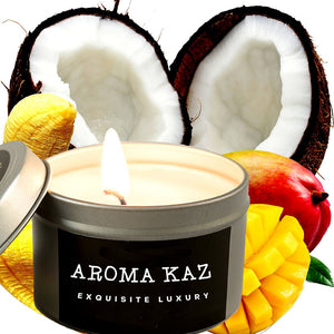 Banana Coconut Mango Scented Eco Soy Tin Candles Hand Poured
