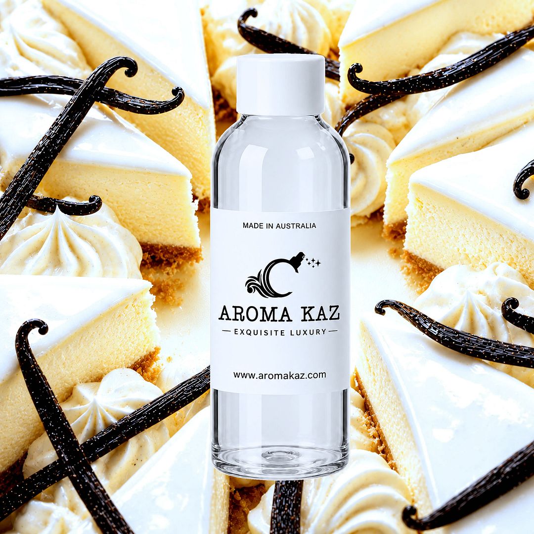 French Vanilla Cheesecake fragrance oil for candle making, soap making and perfume blending – vegan, cruelty-free featuring freshly baked cheesecake and creamy vanilla aroma, handmade in Australia.