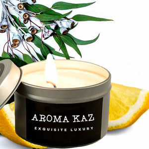 Eucalyptus & Lemon Scented Eco Soy Tin Candles Hand Poured
