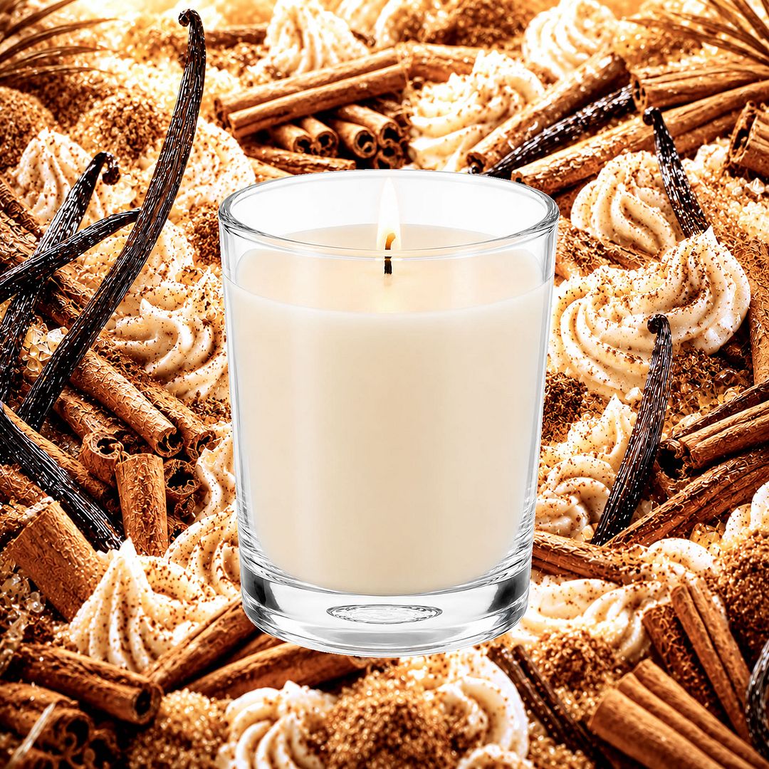 Creamy Cinnamon Vanilla Scented Votive Candles eco soy plant based – vegan, cruelty-free featuring warm cinnamon and creamy vanilla notes, handmade in Australia.