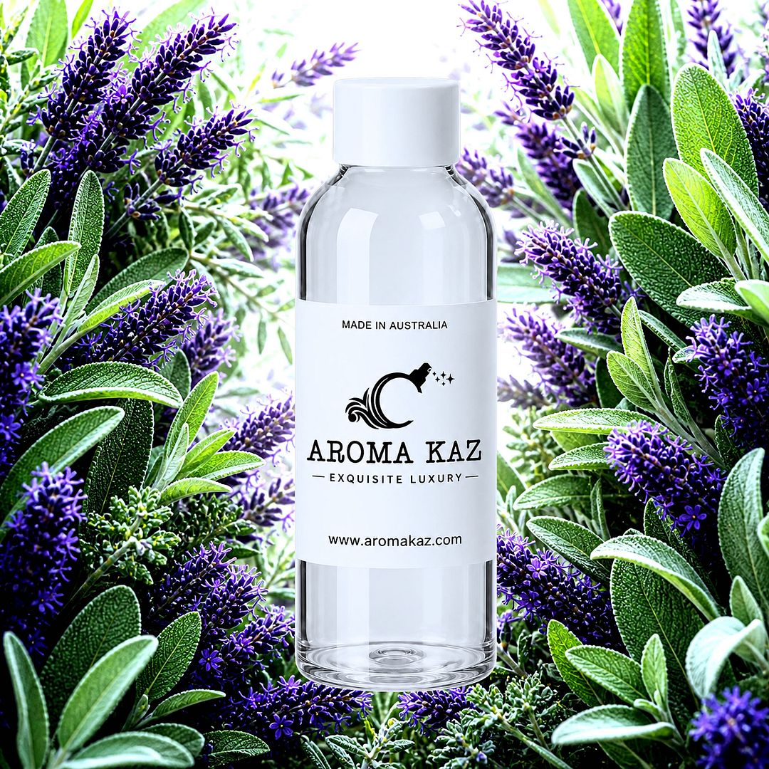 Lavender & Wild Sage fragrance oil for candle making, soap making and perfume blending – vegan, cruelty-free featuring floral fresh lavender and herbal sage, handmade in Australia.