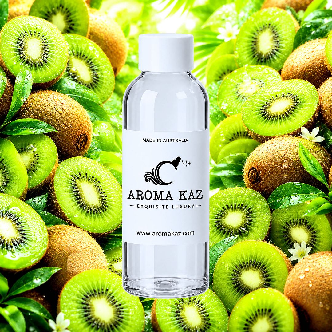 Kiwi Fruit fragrance oil for candle making, soap making and perfume blending – vegan, cruelty-free featuring fresh kiwi fruit notes, handmade in Australia.