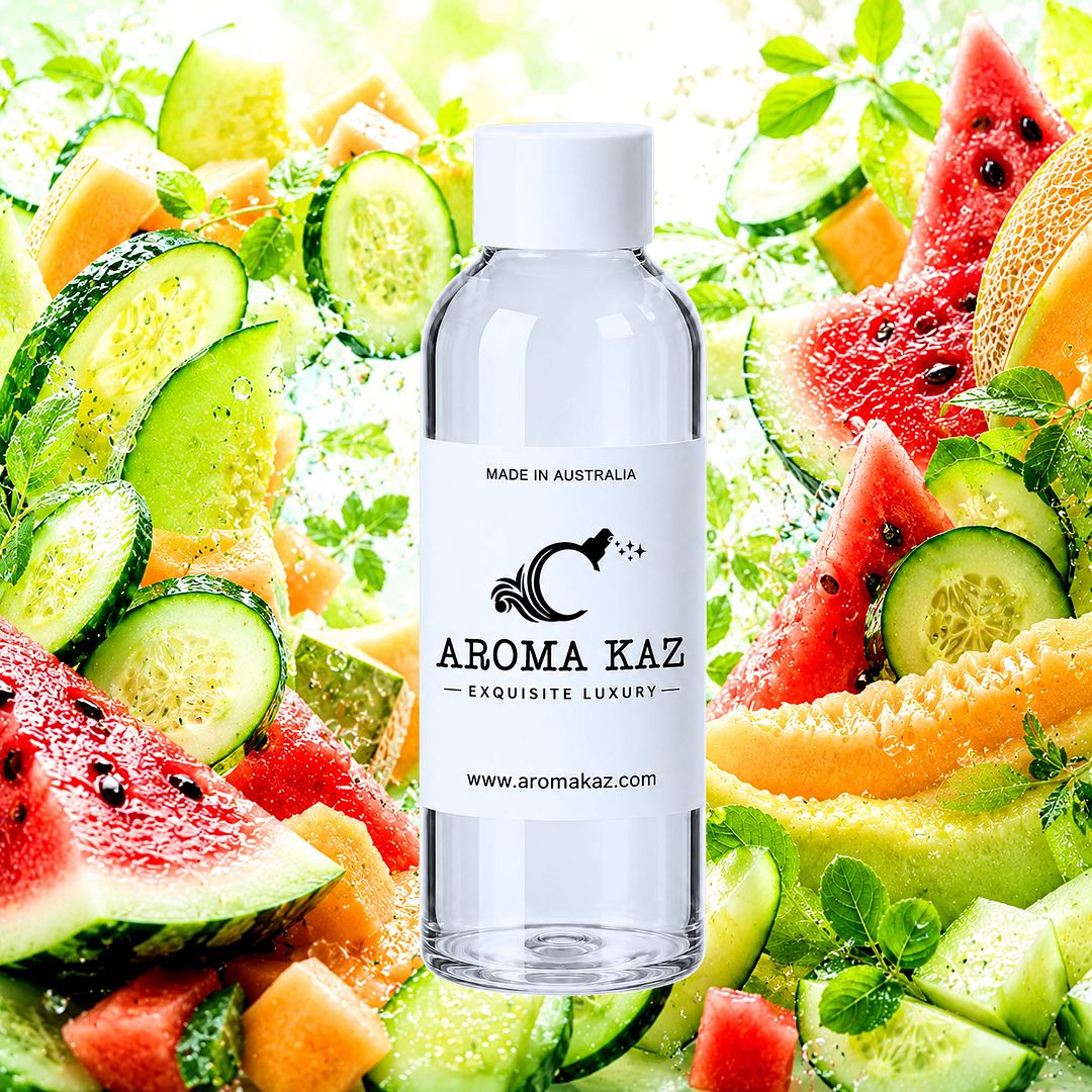 Cucumber Melon Dew fragrance oil for candle making, soap making and perfume blending – vegan, cruelty-free featuring crisp cucumber and juicy melon notes, handmade in Australia.