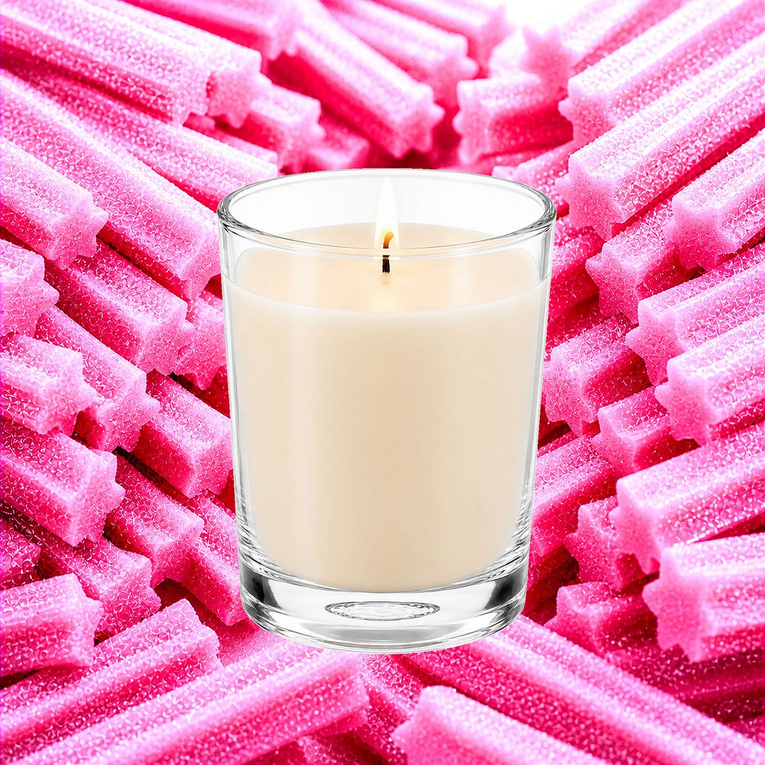 Pink Musk Sticks Scented Votive Candles eco soy plant based – vegan, cruelty-free featuring sweet musk candy aroma, handmade in Australia.