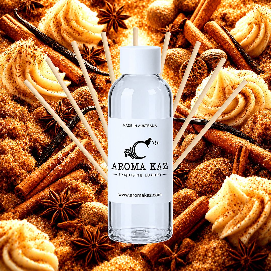 Sugar & Spice Diffuser Fragrance Oil Refill – vegan, cruelty-free featuring sweet sugary notes and warm bakery spices, handmade in Australia.