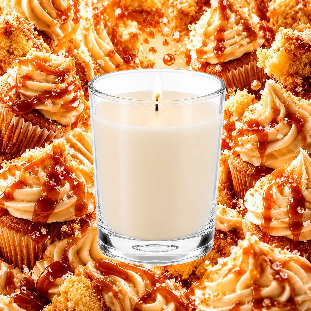 Vanilla Caramel Cupcakes Scented Votive Candles eco soy plant based – vegan, cruelty-free featuring freshly baked cupcakes, vanilla frosting, and caramel drizzle aroma, handmade in Australia.