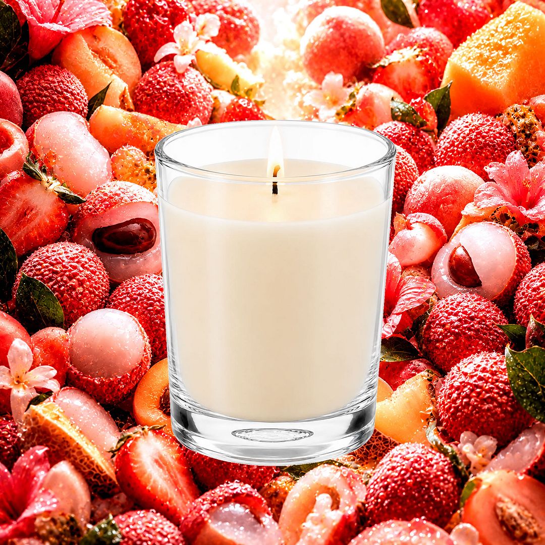 Pink Lychee Scented Votive Candles eco soy plant based – vegan, cruelty-free featuring juicy tropical lychee and strawberry sweetness, handmade in Australia.