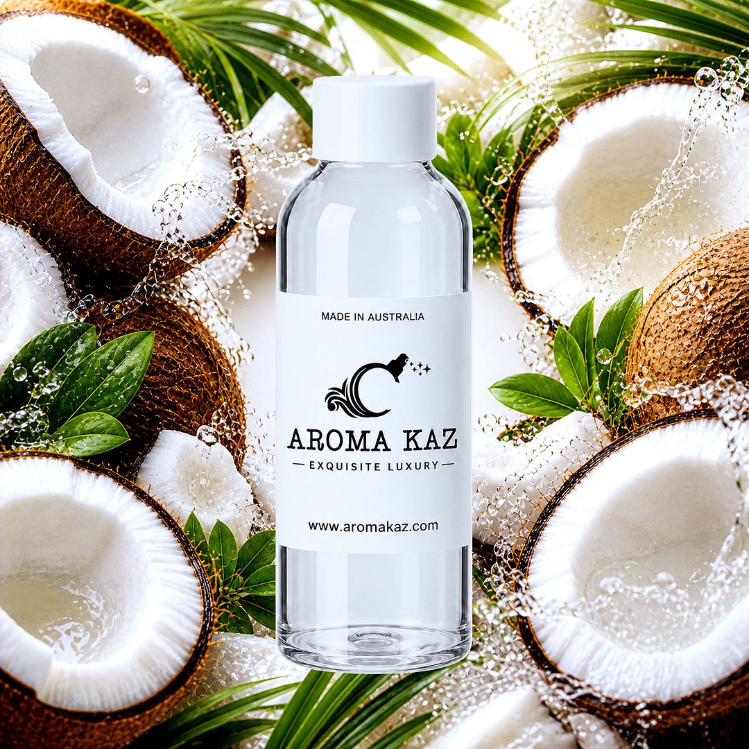Fresh Coconut fragrance oil for candle making, soap making and perfume blending – vegan, cruelty-free featuring creamy tropical coconut, handmade in Australia.