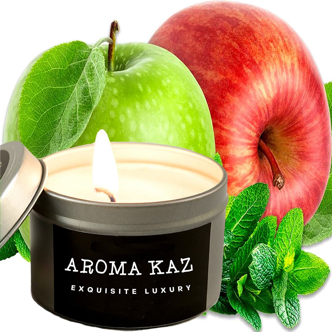 Apple Mint Scented Eco Soy Tin Candles Hand Poured