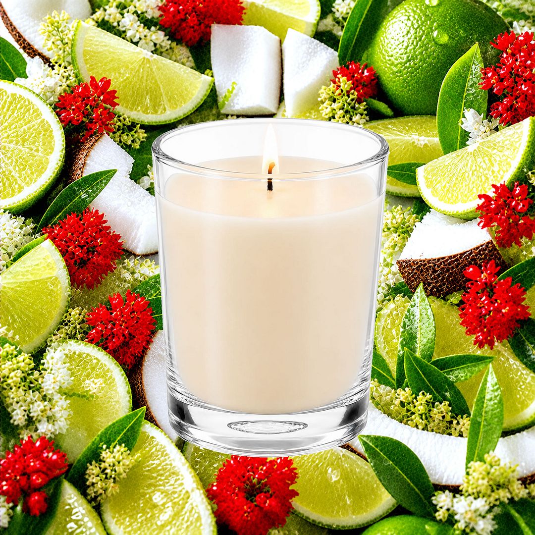 Coconut Lime Verbena Scented Votive Candles eco soy plant based – vegan, cruelty-free featuring fresh citrus lemon and floral verbena with coconut, handmade in Australia.