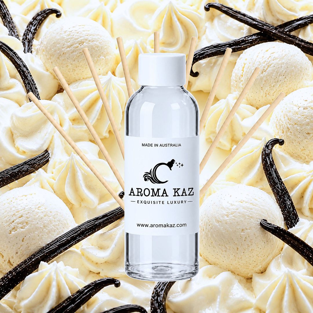 French Vanilla Diffuser Fragrance Oil Refill – vegan, cruelty-free featuring rich creamy vanilla, handmade in Australia.