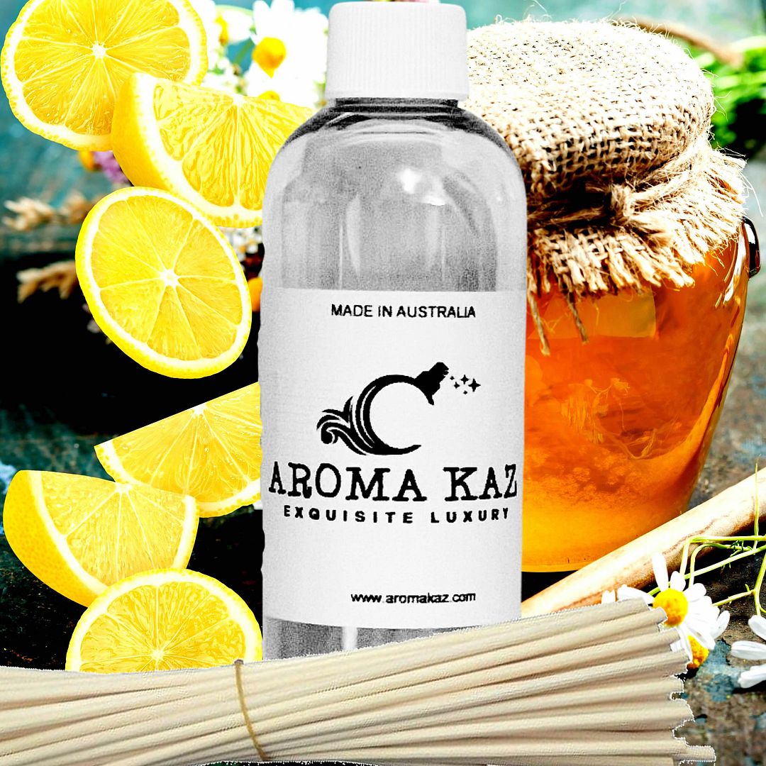 Manuka Honey & Lemon Diffuser Fragrance Oil Refill – vegan, cruelty-free featuring soothing manuka honey and bright lemon zest, handmade in Australia.