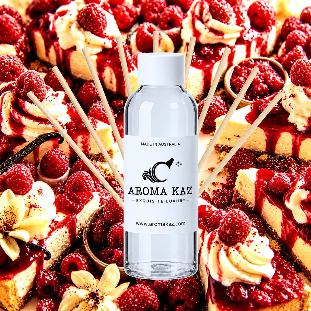 Raspberry Cheesecake Diffuser Fragrance Oil Refill – vegan, cruelty-free featuring creamy raspberry cheesecake dessert aroma, handmade in Australia.