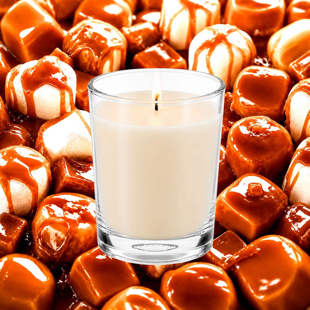 Caramel Marshmallows Scented Votive Candles eco soy plant based – vegan, cruelty-free featuring sweet caramel and fluffy marshmallow blend, handmade in Australia.