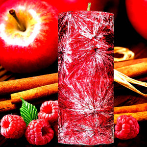 Apple Cinnamon Raspberry Scented Palm Wax Pillar Candle Hand Poured