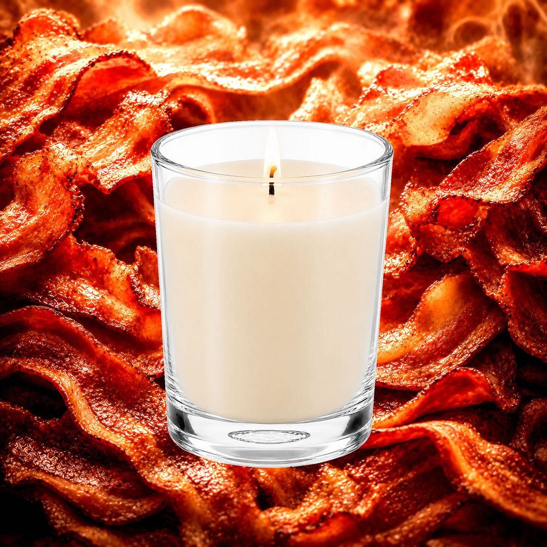 Bacon Scented Votive Candles eco soy plant based – vegan, cruelty-free featuring a smoky bacon fragrance, handmade in Australia.