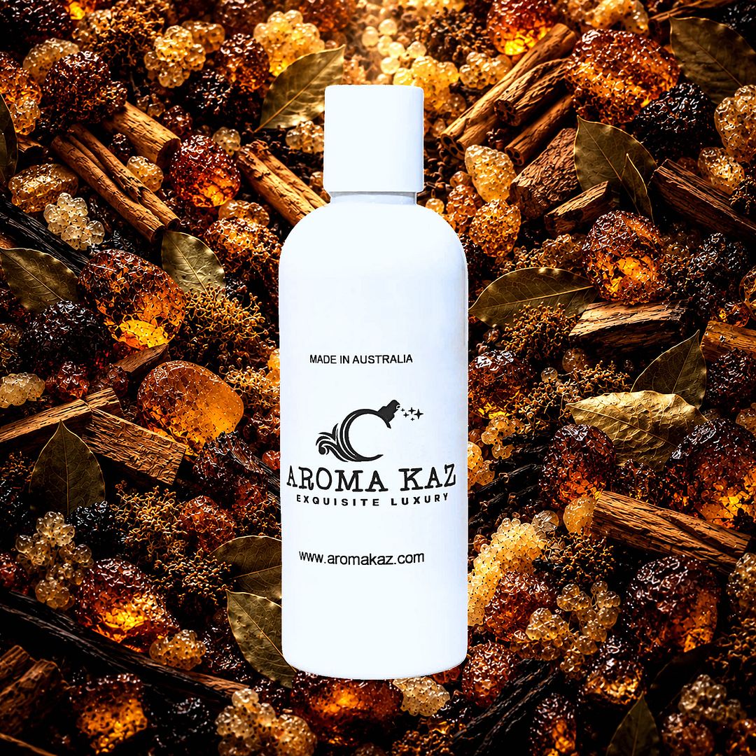 Moroccan Amber & Myrrh Body Massage Oil – vegan, cruelty-free, plant-based hydrating oil with exotic amber, warm spices, and resinous myrrh, handmade in Australia.