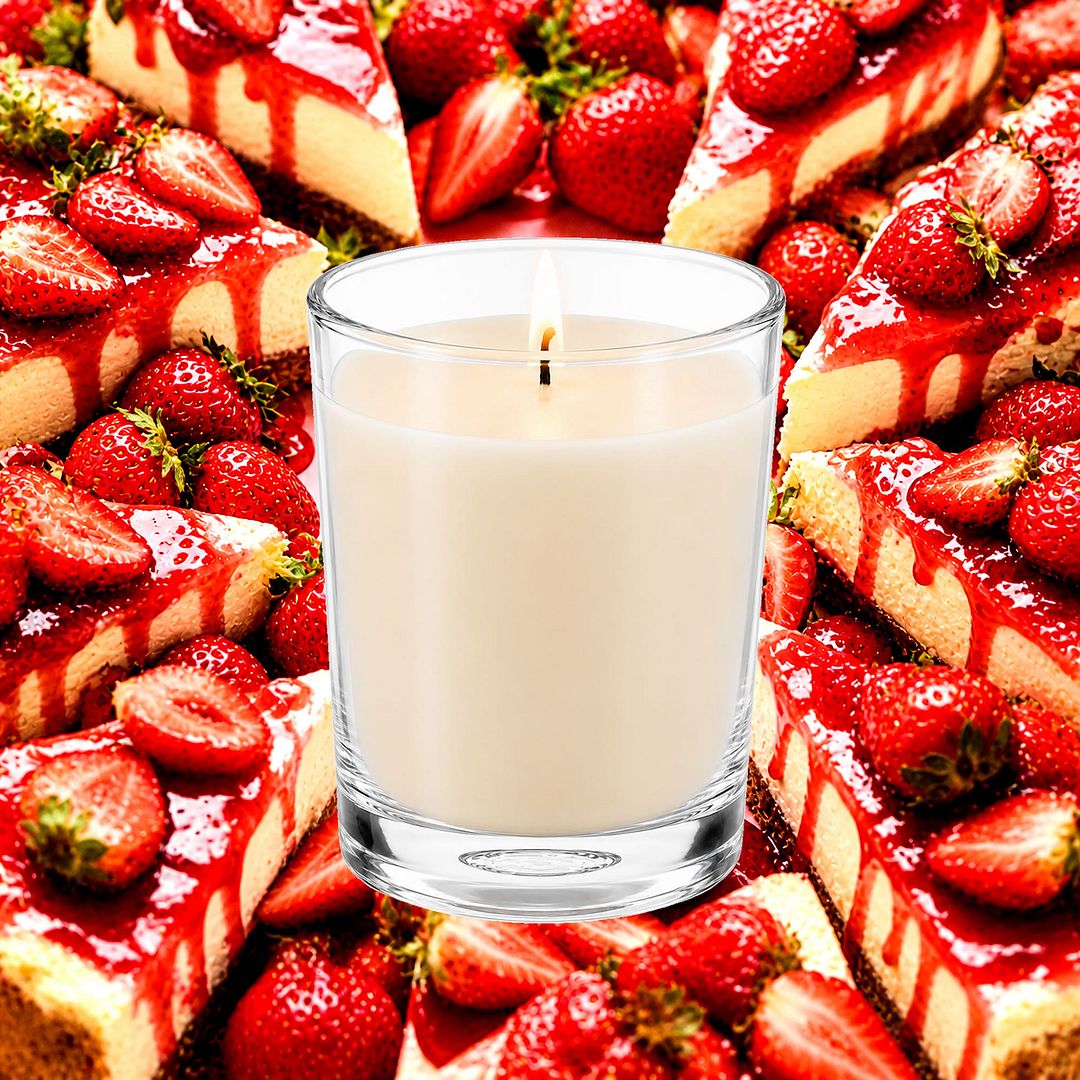 Strawberry Cheesecake Scented Votive Candles eco soy plant based – vegan, cruelty-free featuring creamy strawberry cheesecake dessert aroma, handmade in Australia.
