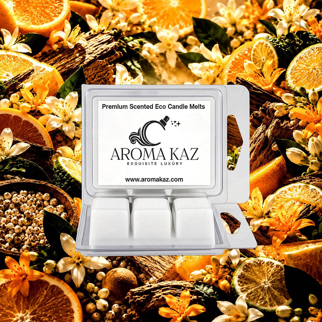 White Pepper Orange Blossoms eco soy wax melts – vegan, cruelty-free featuring bright orange blossoms and a hint of warm white pepper, handmade in Australia.