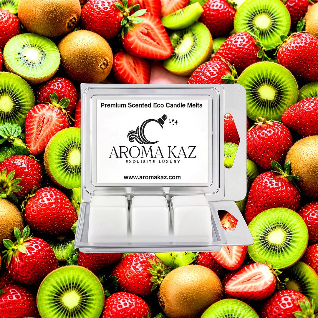 Strawberries & Kiwi Fruit eco soy wax melts – vegan, cruelty-free featuring sweet strawberries and fresh kiwi fruit, handmade in Australia.