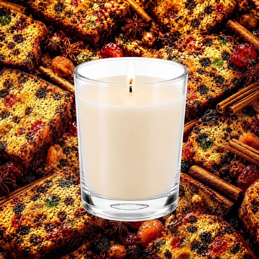 Fruit Cake Scented Votive Candles eco soy plant based – vegan, cruelty-free featuring rich spiced fruit and dessert notes, handmade in Australia.