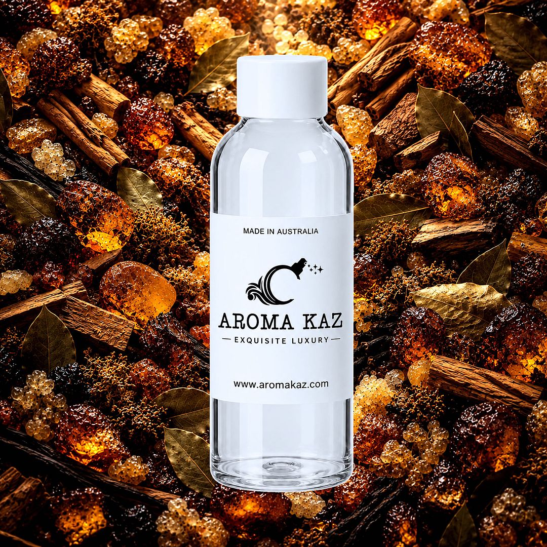 Moroccan Amber & Myrrh fragrance oil for candle making, soap making and perfume blending – vegan, cruelty-free featuring exotic amber, warm spices, and resinous myrrh, handmade in Australia.