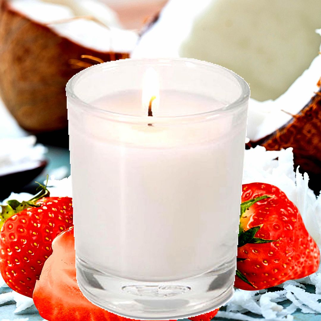 Coconut Strawberry Scented Eco Soy Votive Candles Hand Poured