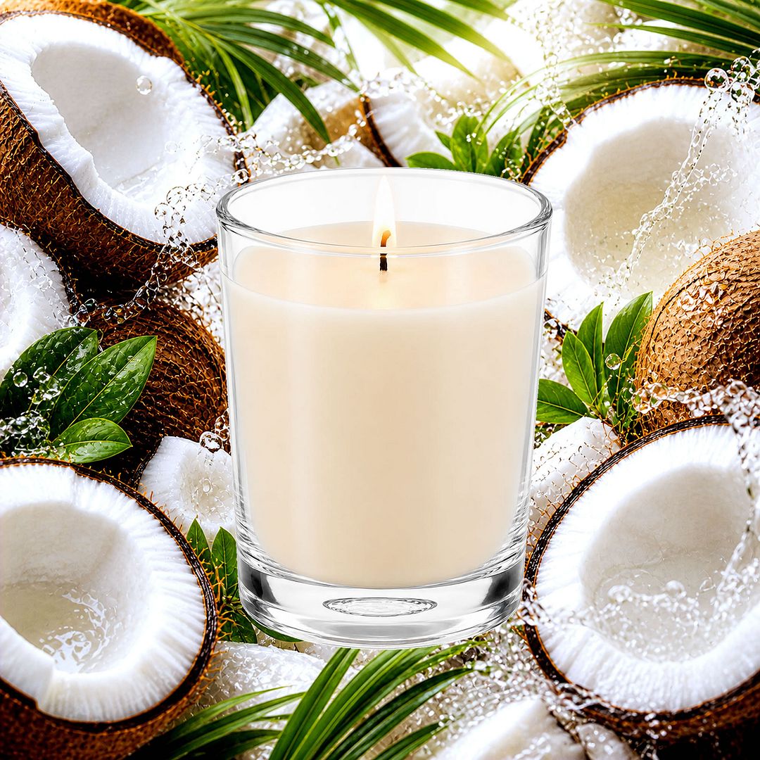 Fresh Coconut Scented Votive Candles eco soy plant based – vegan, cruelty-free featuring creamy tropical coconut, handmade in Australia.