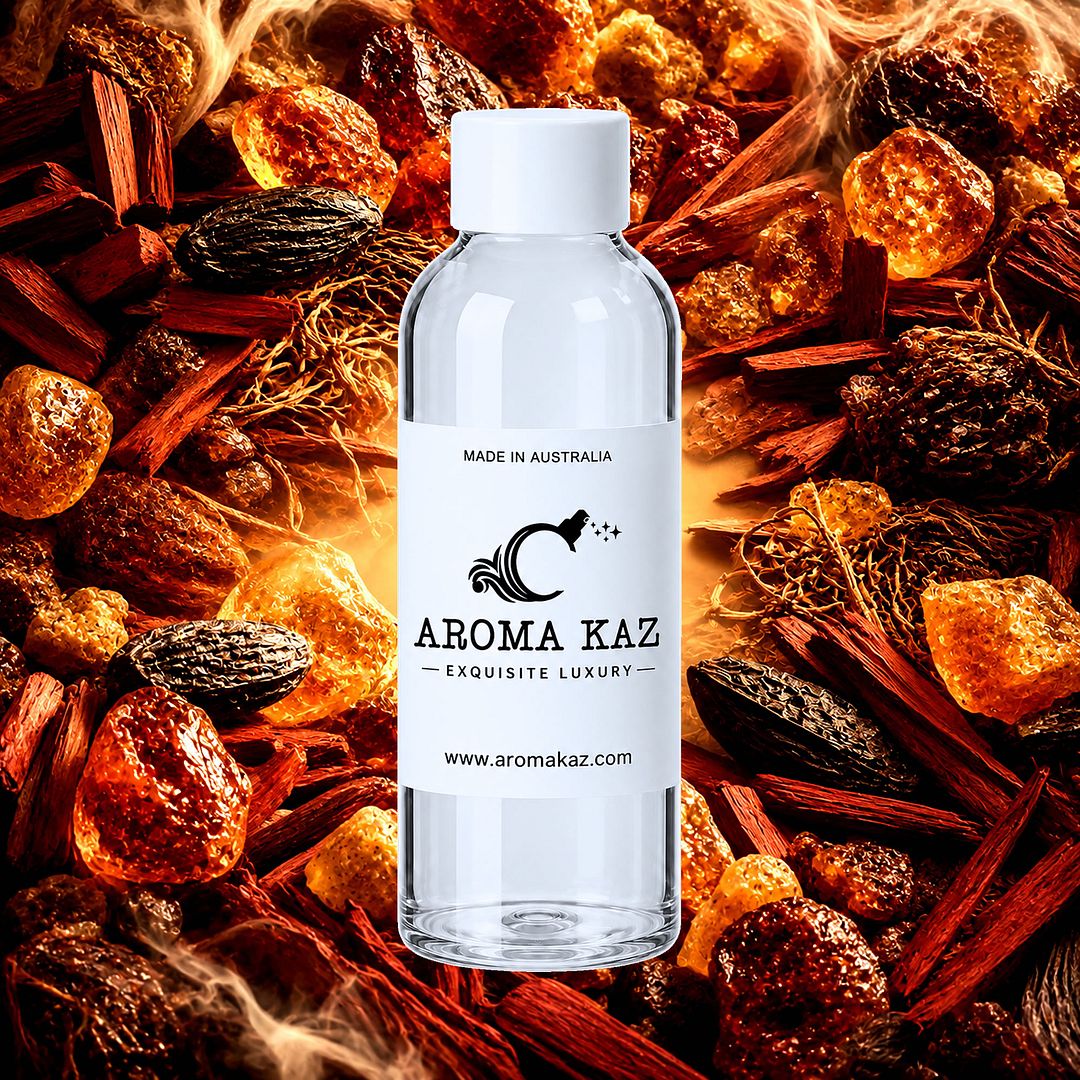 Oriental Myrrh & Musk fragrance oil for candle making, soap making and perfume blending – vegan, cruelty-free featuring deep resinous myrrh and sensual musk, handmade in Australia.