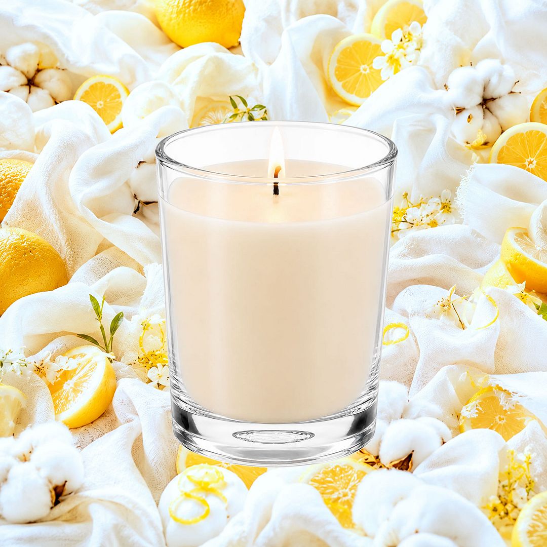 Lemon Fresh Linen Scented Votive Candles eco soy plant based – vegan, cruelty-free featuring crisp clean linen and citrus lemon notes, handmade in Australia.