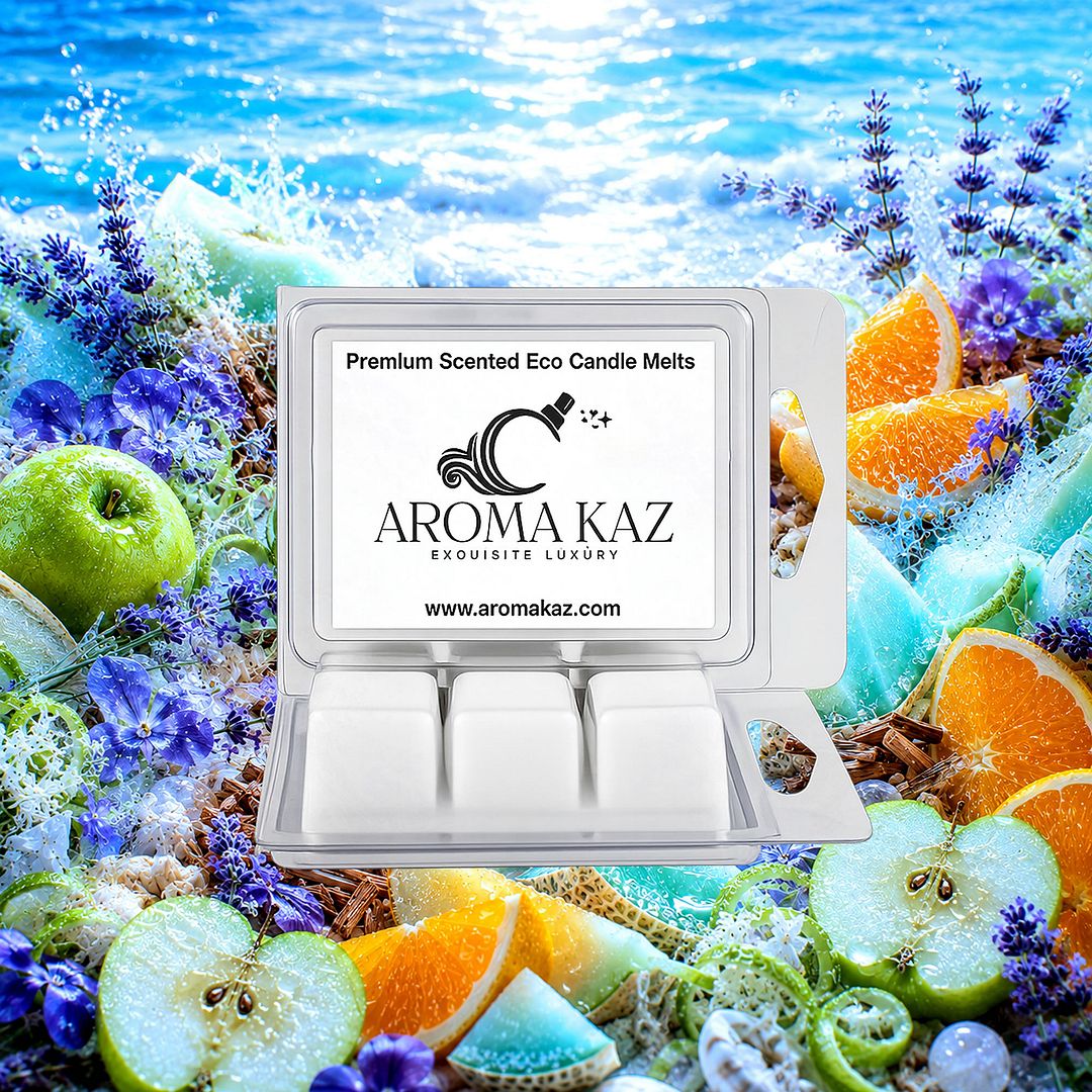 Ocean Whispers eco soy wax melts – vegan, cruelty-free featuring fresh sea breeze and soft aquatic notes, handmade in Australia.