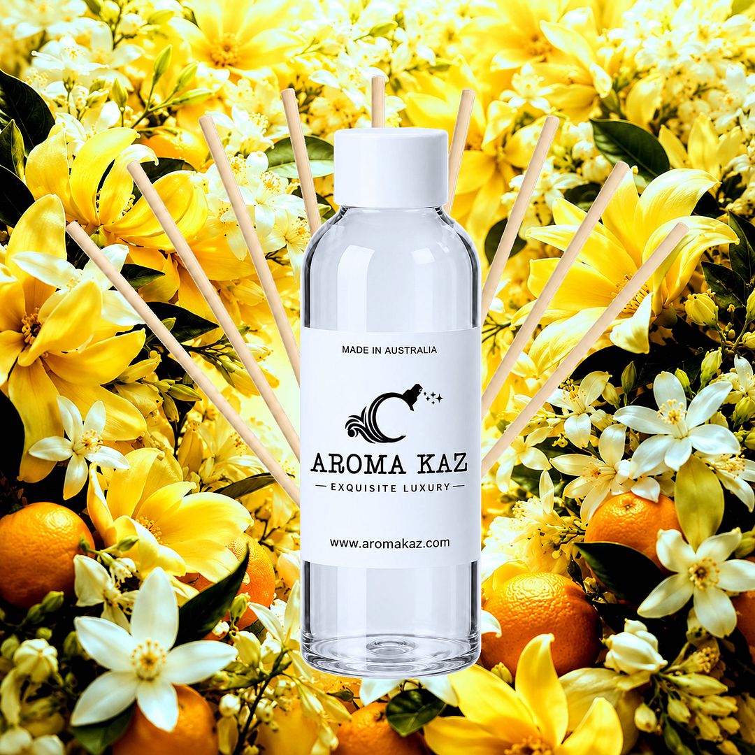 Ylang Ylang Neroli Diffuser Fragrance Oil Refill – vegan, cruelty-free featuring exotic ylang ylang and floral neroli blossoms, handmade in Australia.