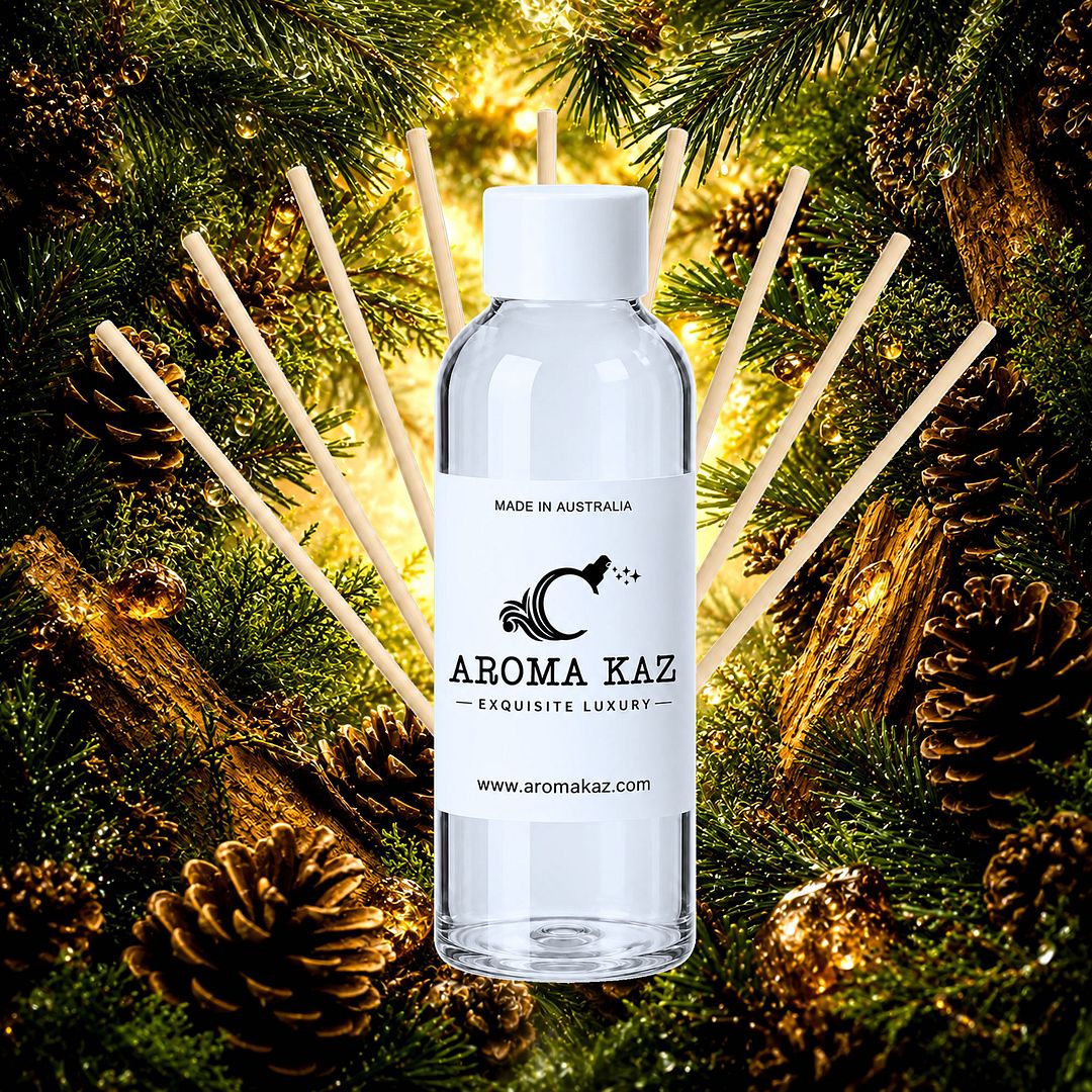 Christmas Balsam Diffuser Fragrance Oil Refill – vegan, cruelty-free featuring festive evergreen balsam aroma, handmade in Australia.