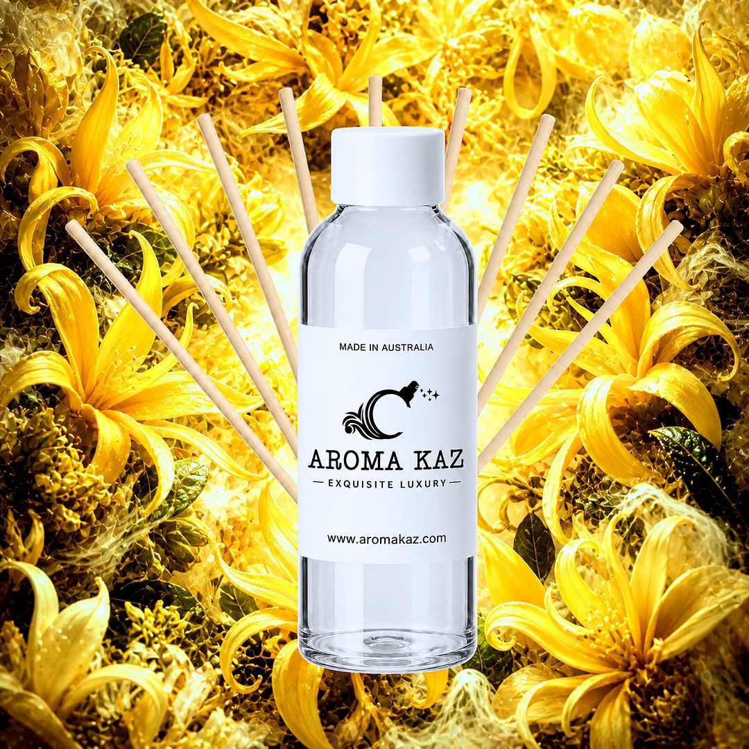 Ylang Ylang & Musk Diffuser Fragrance Oil Refill – vegan, cruelty-free featuring sensual ylang ylang and exotic musk, handmade in Australia.