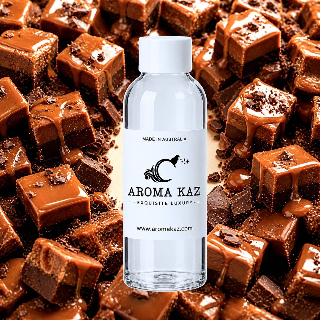 Chocolate Caramel Fudge fragrance oil for candle making, soap making and perfume blending – vegan, cruelty-free featuring decadent chocolate and caramel fudge fragrance, handmade in Australia.