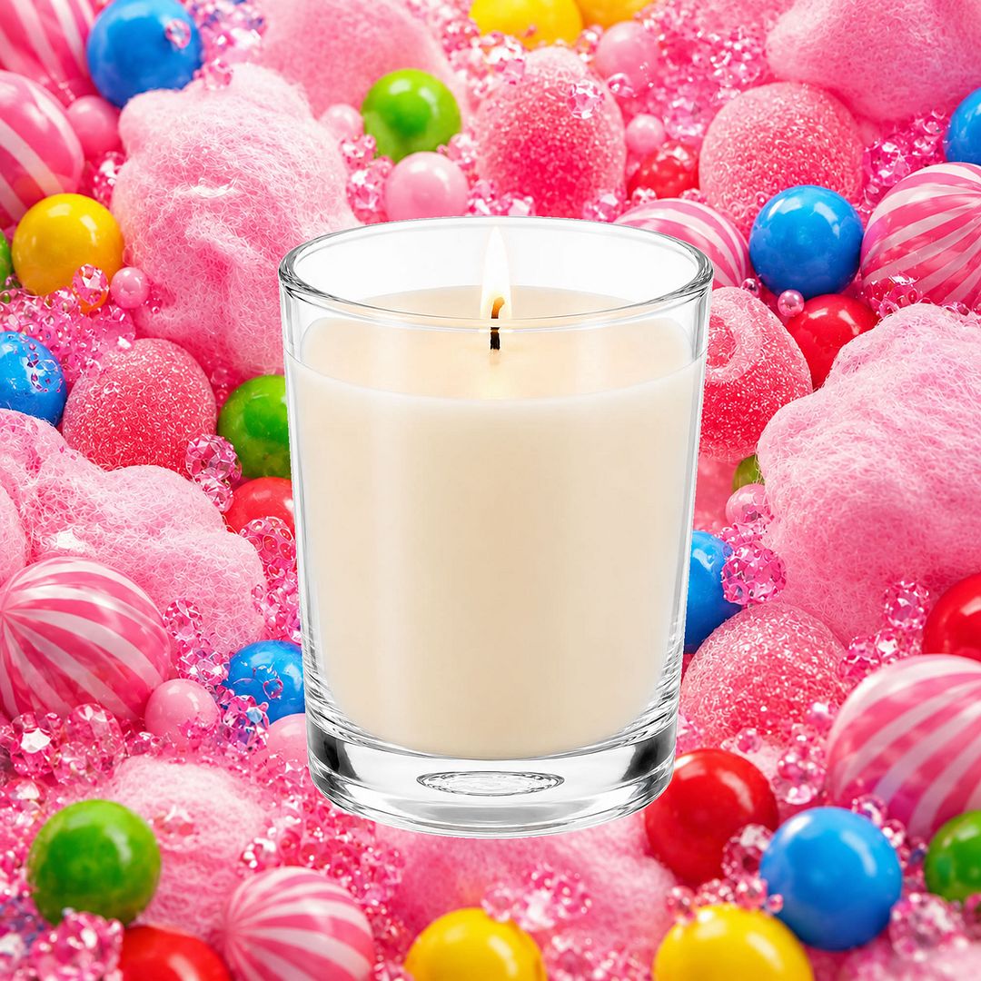 Cotton Candy Bubblegum Scented Votive Candles eco soy plant based – vegan, cruelty-free featuring a sweet bubblegum and cotton candy aroma, handmade in Australia.
