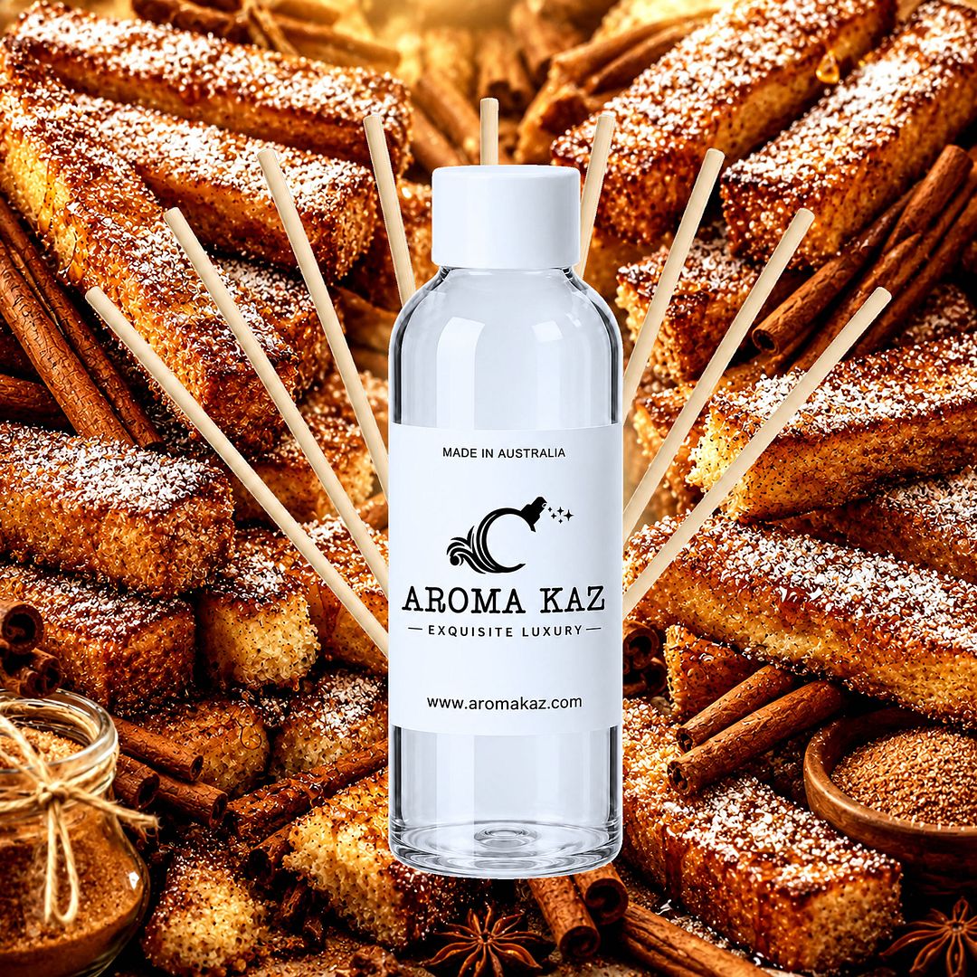 Cinnamon French Toast Diffuser Fragrance Oil Refill – vegan, cruelty-free featuring sweet cinnamon spice and sugary toast fragrance, handmade in Australia.