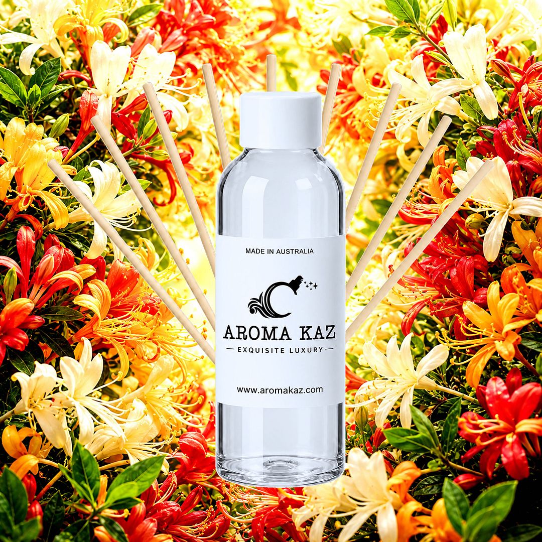 Japanese Honeysuckle Diffuser Fragrance Oil Refill – vegan, cruelty-free featuring sweet honeysuckle blossoms, handmade in Australia.