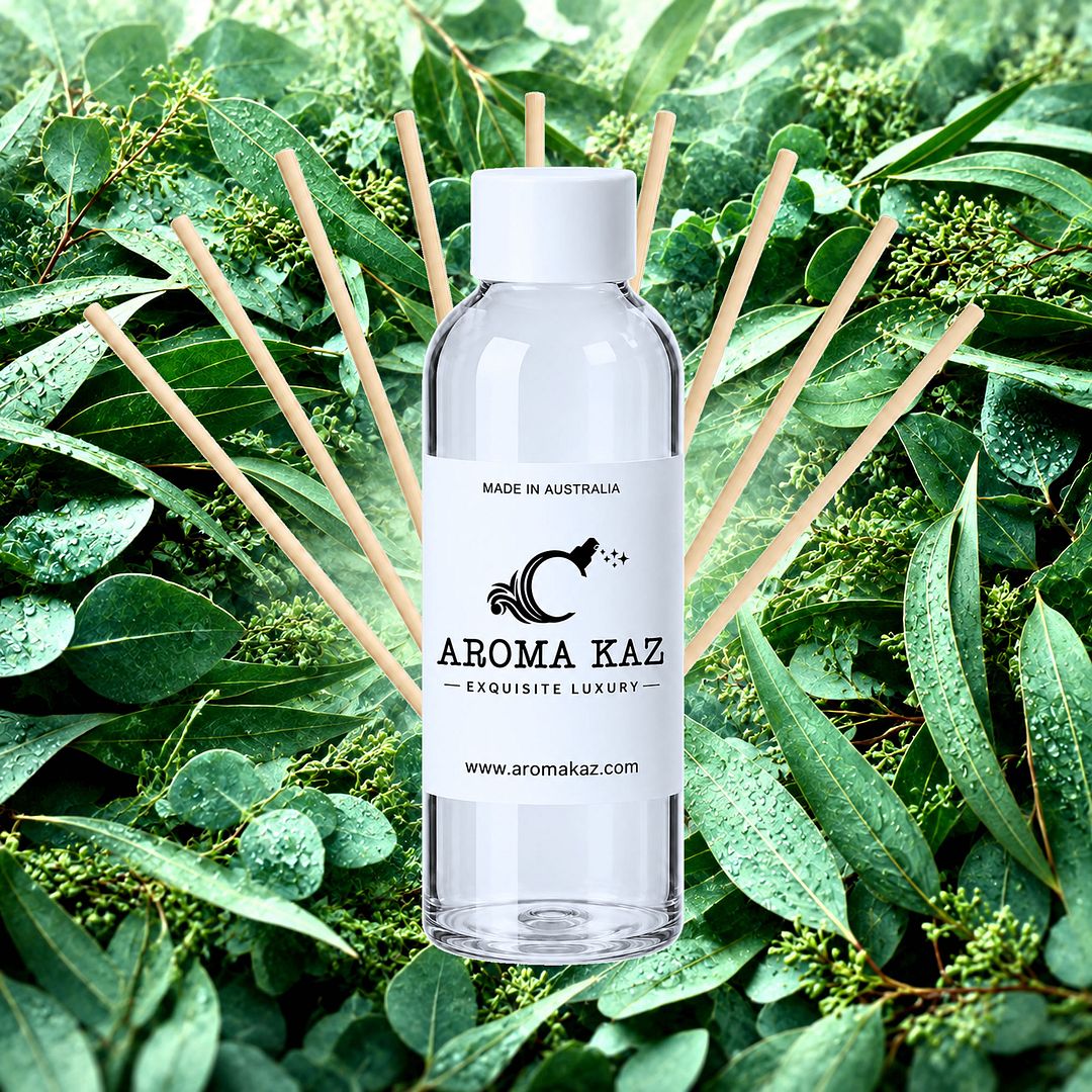 Australian Eucalyptus Diffuser Fragrance Oil Refill – vegan, cruelty-free featuring refreshing eucalyptus aroma, handmade in Australia.