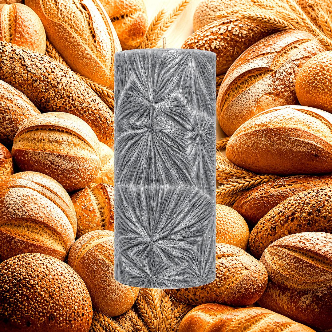 Fresh Bread plant based Pillar Candle – vegan, cruelty-free featuring warm bakery bread aroma, handmade in Australia.