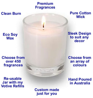 Australian Sandalwood Rose Scented Eco Soy Votive Candles Hand Poured